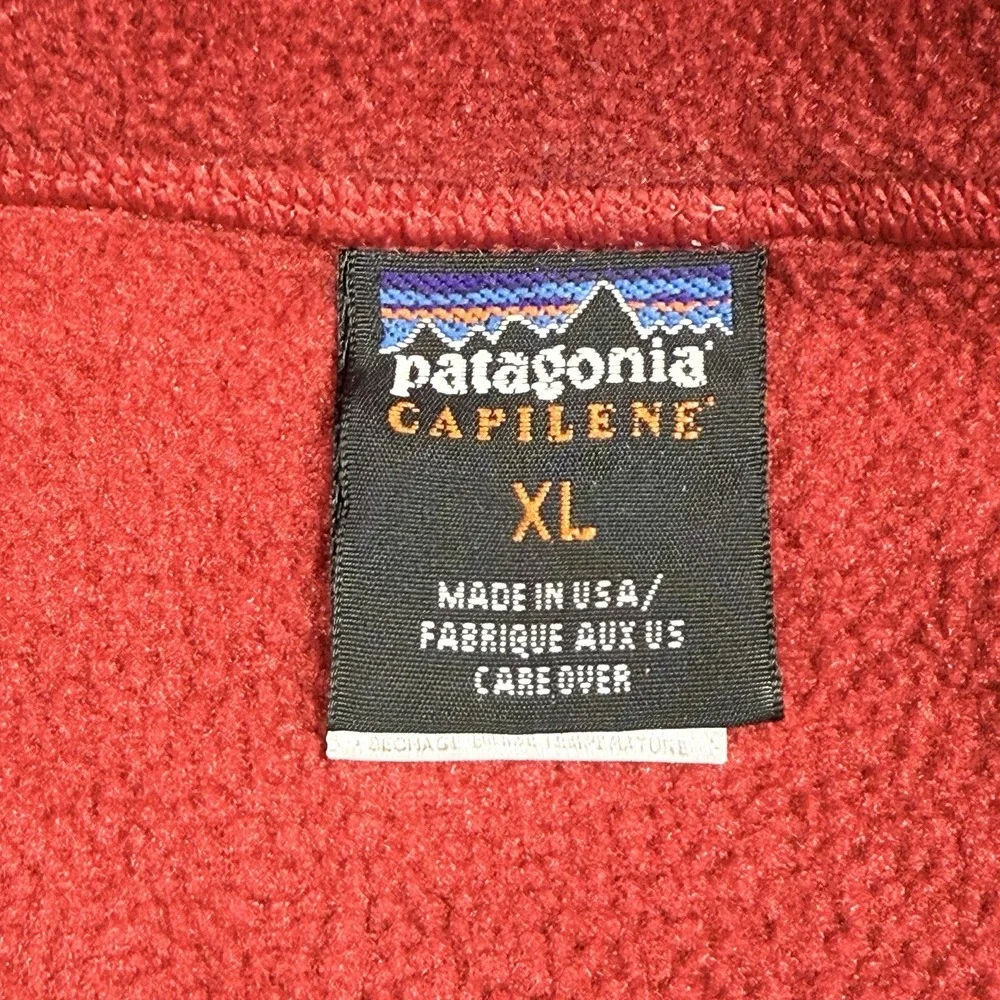 Patagonia Capilene Henley Fleece Mens XL Red Vintage Made in USA Pullover - Picture 2 of 9